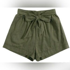 Olive Green Linen Shorts